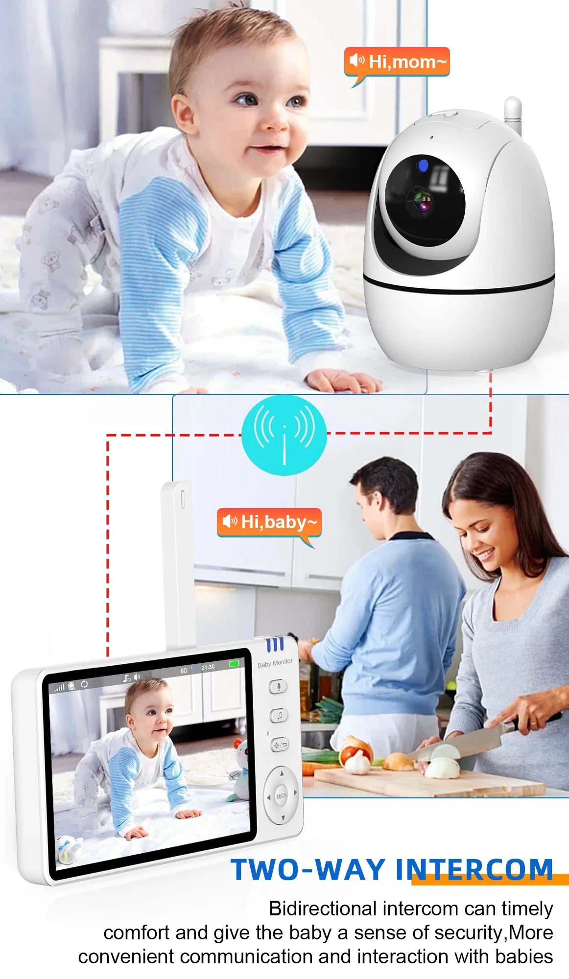 5" Wireless Video Baby Monitor with Night Vision & Two-Way Audio