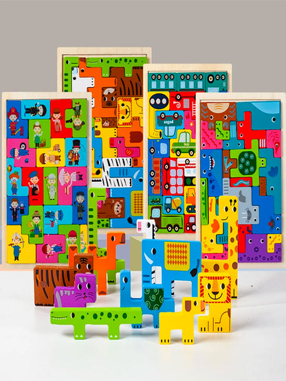 Animal Transportation Wooden Puzzle for Kids