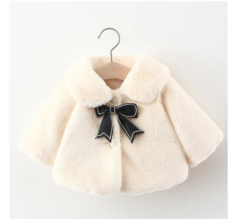 Warm Faux Fur Autumn Jacket for Baby Girls