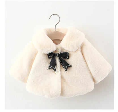 Warm Faux Fur Autumn Jacket for Baby Girls