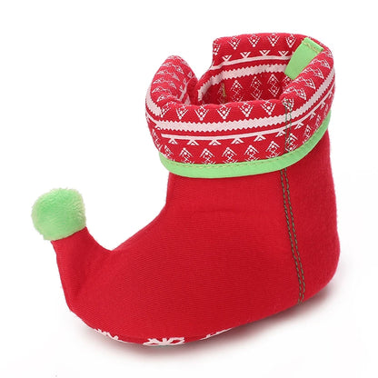 Santa Design Baby Booties with Anti-Slip Soles for Winter
