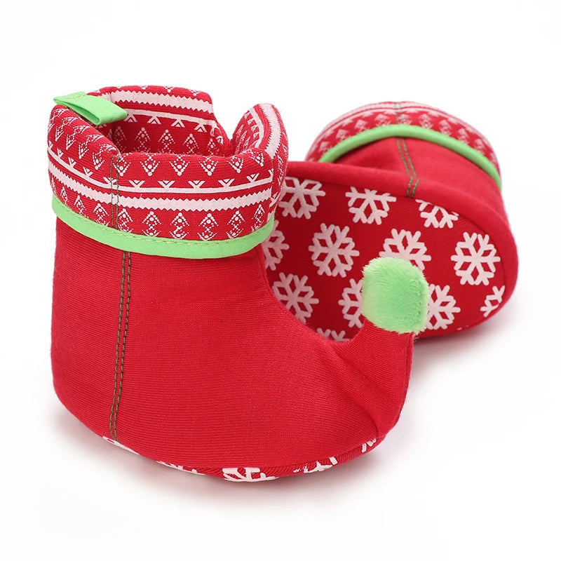 Santa Design Baby Booties with Anti-Slip Soles for Winter