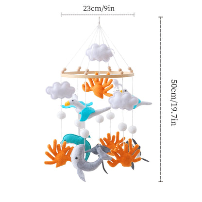 Wooden Baby Crib Mobile with Soft Felt Animal Toys