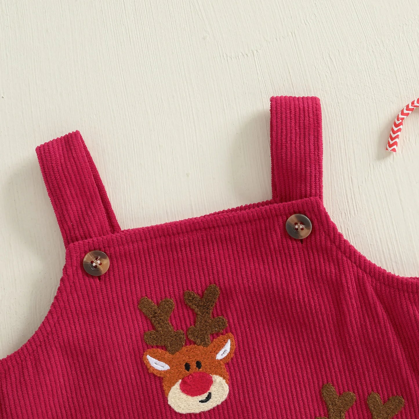 Christmas Corduroy Suspender Romper for Newborns 0-18M