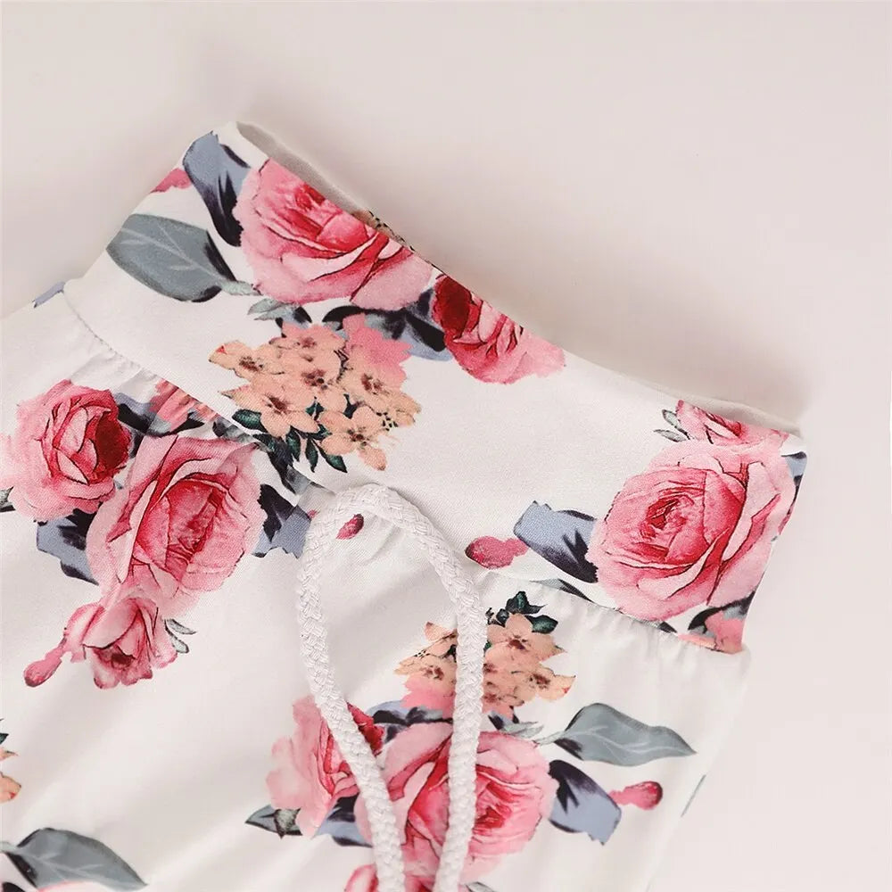 3PCS Baby Girl Floral Hooded Set with Headband 0-18 Months
