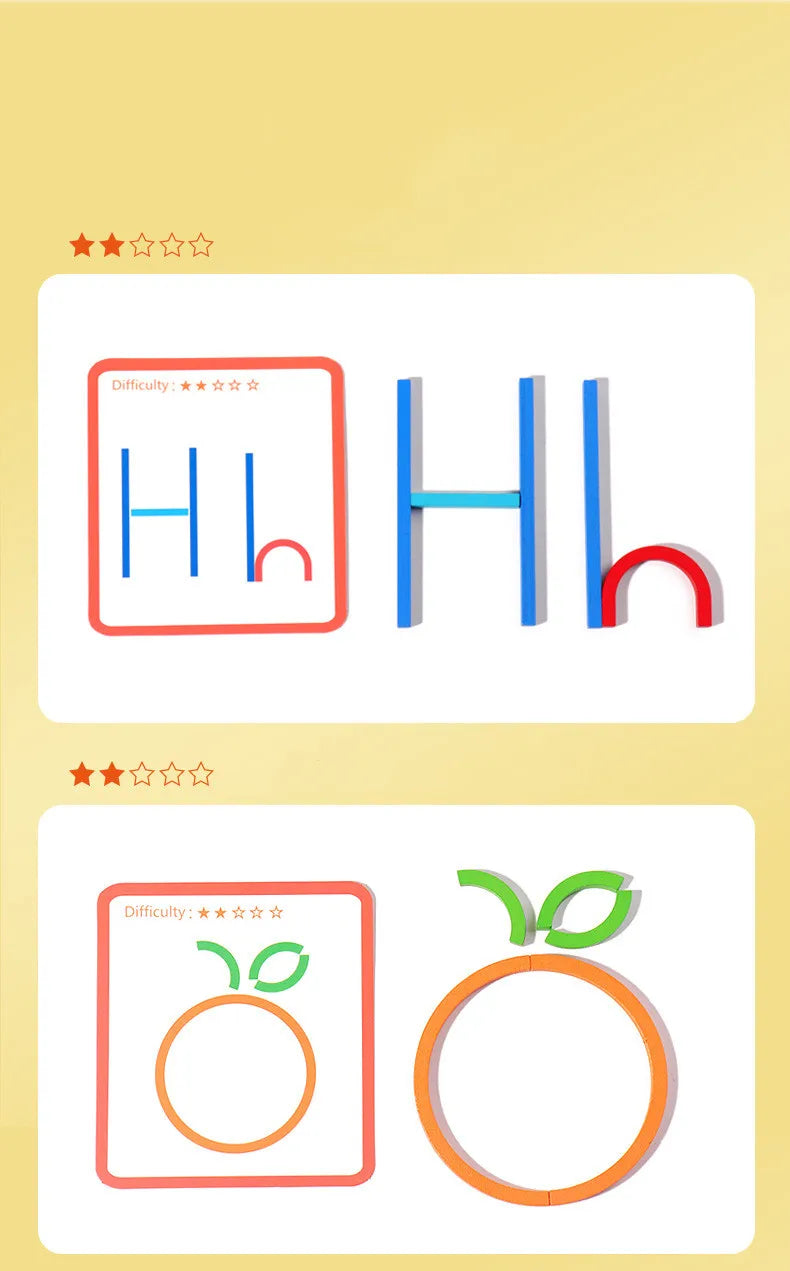 Wooden Sticks and Rings Puzzle for Early Childhood Learning