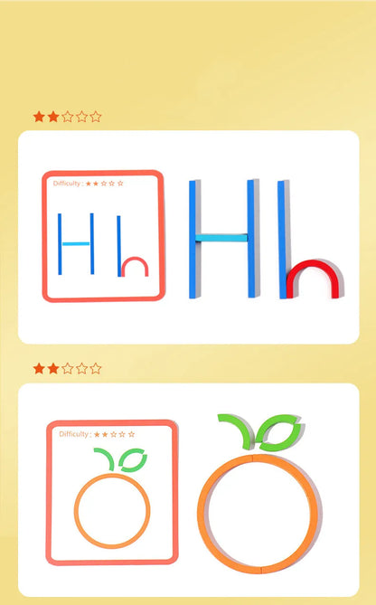 Wooden Sticks and Rings Puzzle for Early Childhood Learning