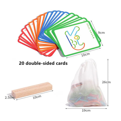 Wooden Sticks and Rings Puzzle for Early Childhood Learning