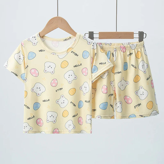 Kids' Summer Short Sleeve Shirt and Shorts Set for Play