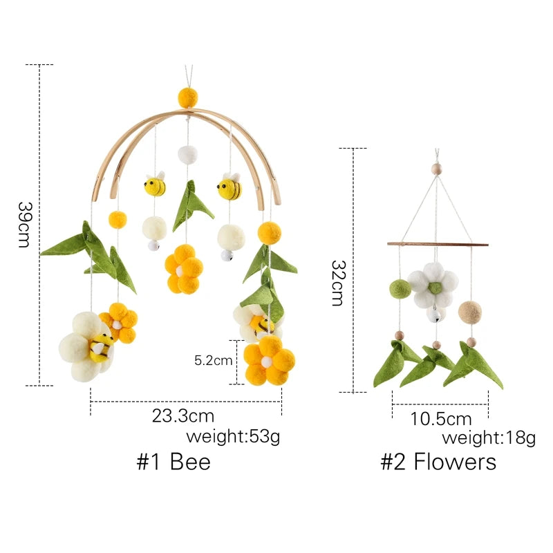 Baby Crib Mobile Rattles with Cartoon Bee for Nursery Decor