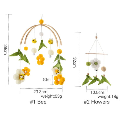 Baby Crib Mobile Rattles with Cartoon Bee for Nursery Decor