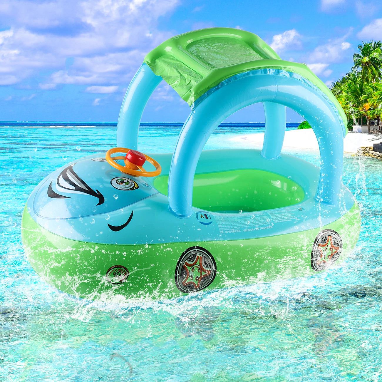 Car-Shaped Toddler Pool Float - Baby Swim Ring Toy