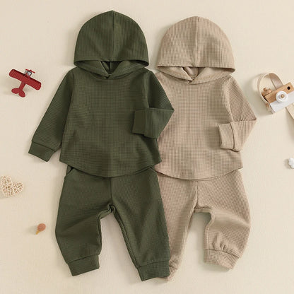 Baby Boy Autumn 2PCS Hooded Outfit with Drawstring Pants