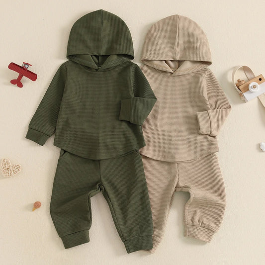 Baby Boy Autumn 2PCS Hooded Outfit with Drawstring Pants