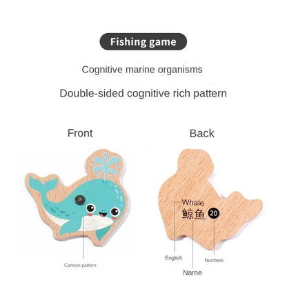 Wooden Fishing Toy Set for Kids - Interactive Marine Life Game