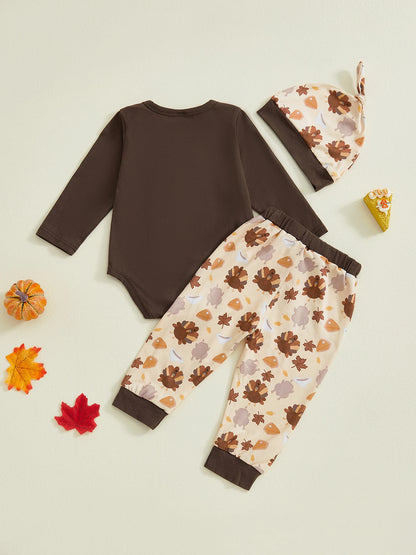 Newborn Thanksgiving Turkey Romper and Pants Set with Hat