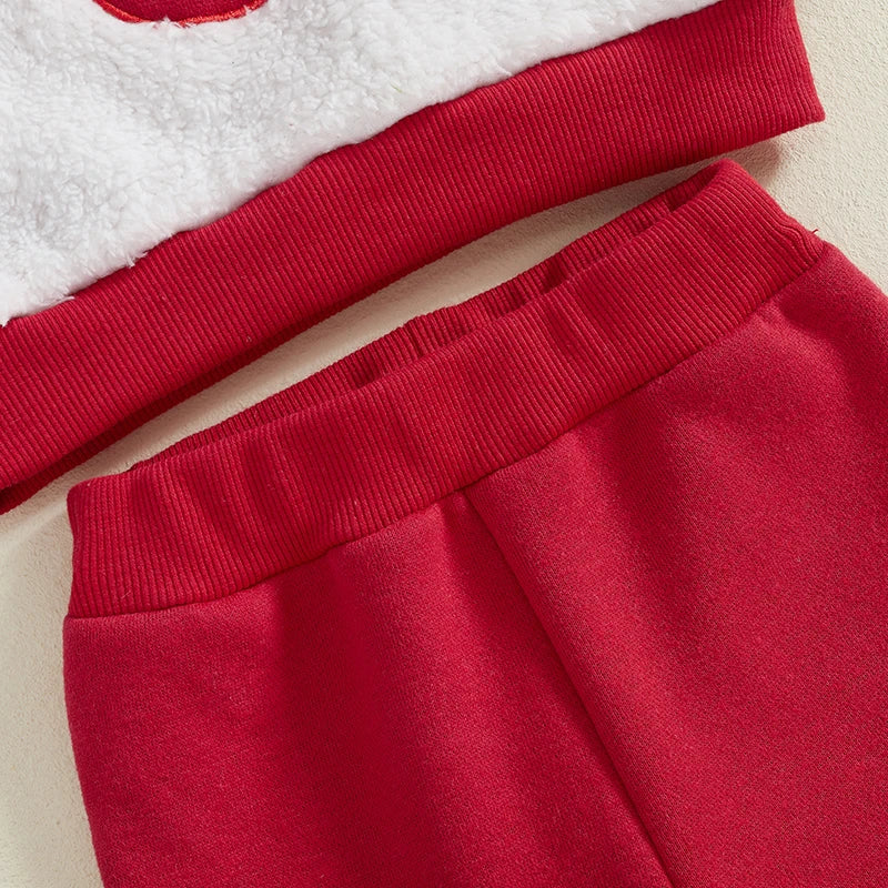 Reindeer Embroidered Toddler Christmas Outfit 2-Piece Set