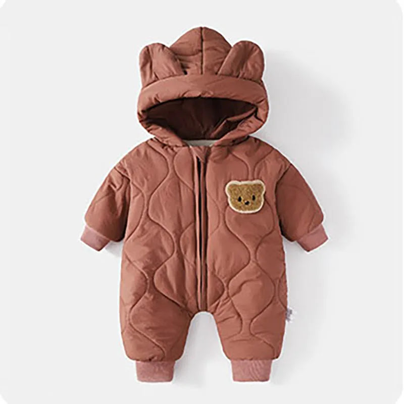 Warm Fur-Lined Winter Romper for Babies and Toddlers