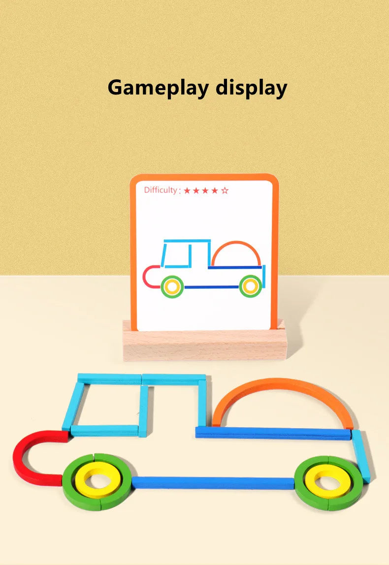 Wooden Sticks and Rings Puzzle for Early Childhood Learning