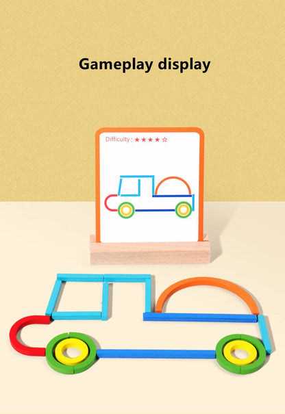 Wooden Sticks and Rings Puzzle for Early Childhood Learning