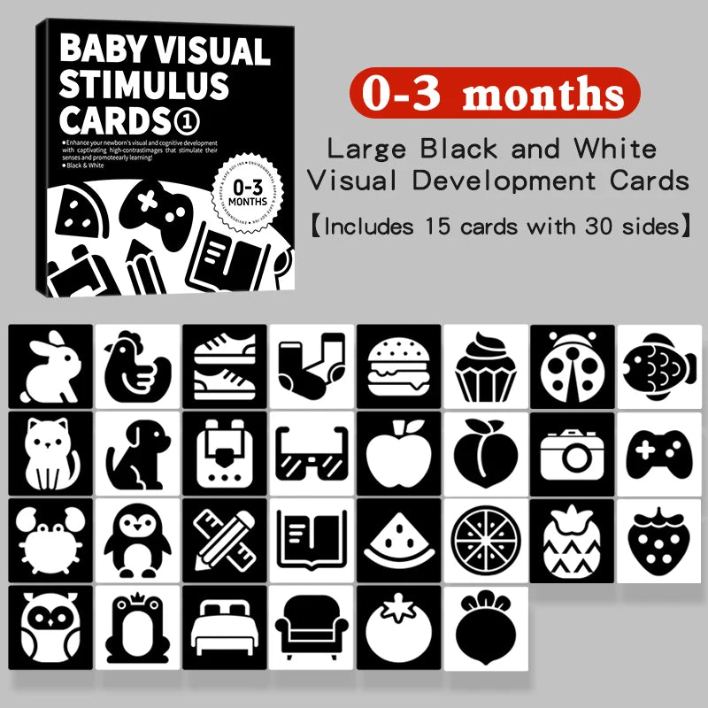 High Contrast Montessori Vision Cards for Babies 0-12 Months