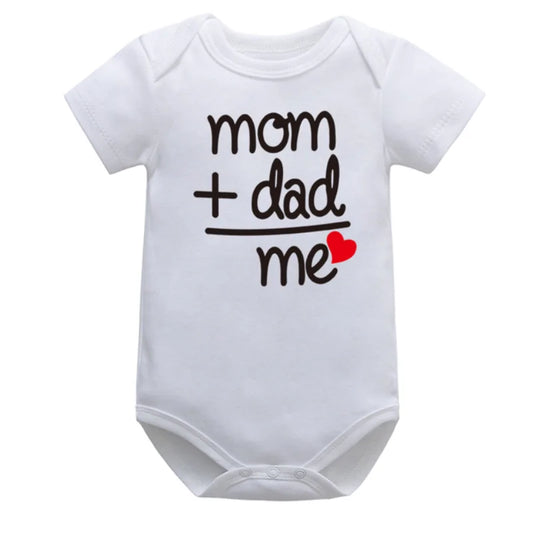 Cotton Short Sleeve I Love Mom & Dad Baby Romper