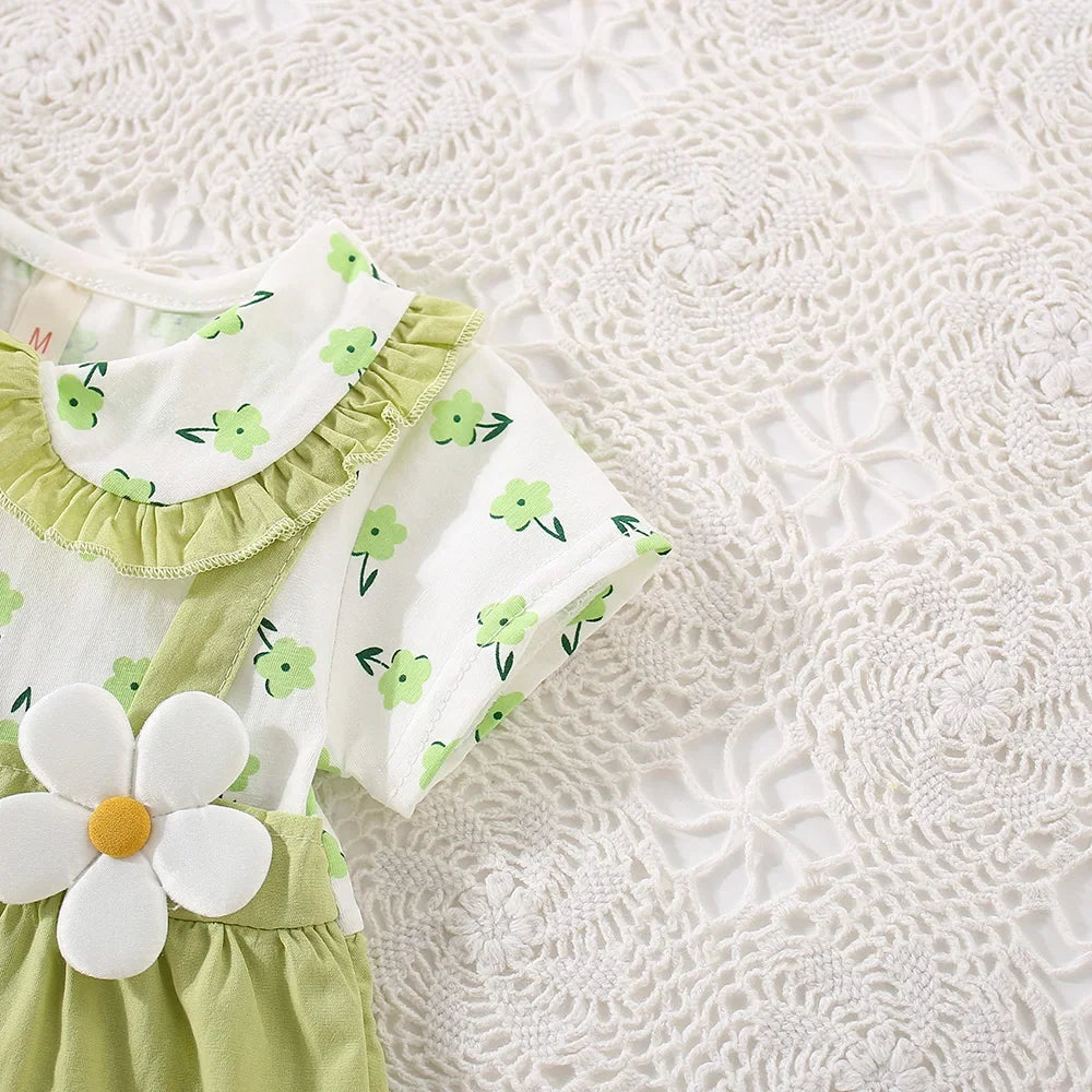 Summer Baby Girl Cotton Floral Dress with Shoulder Straps