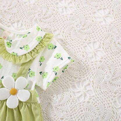 Summer Baby Girl Cotton Floral Dress with Shoulder Straps
