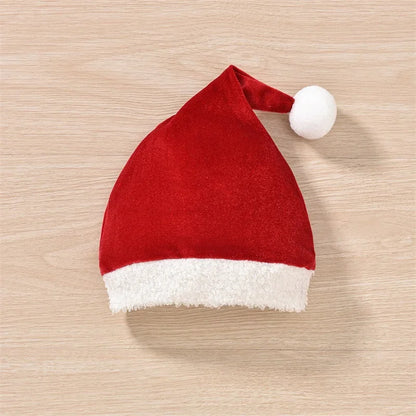 Baby Girls Christmas Velvet Romper with Santa Hat 0-18 Months