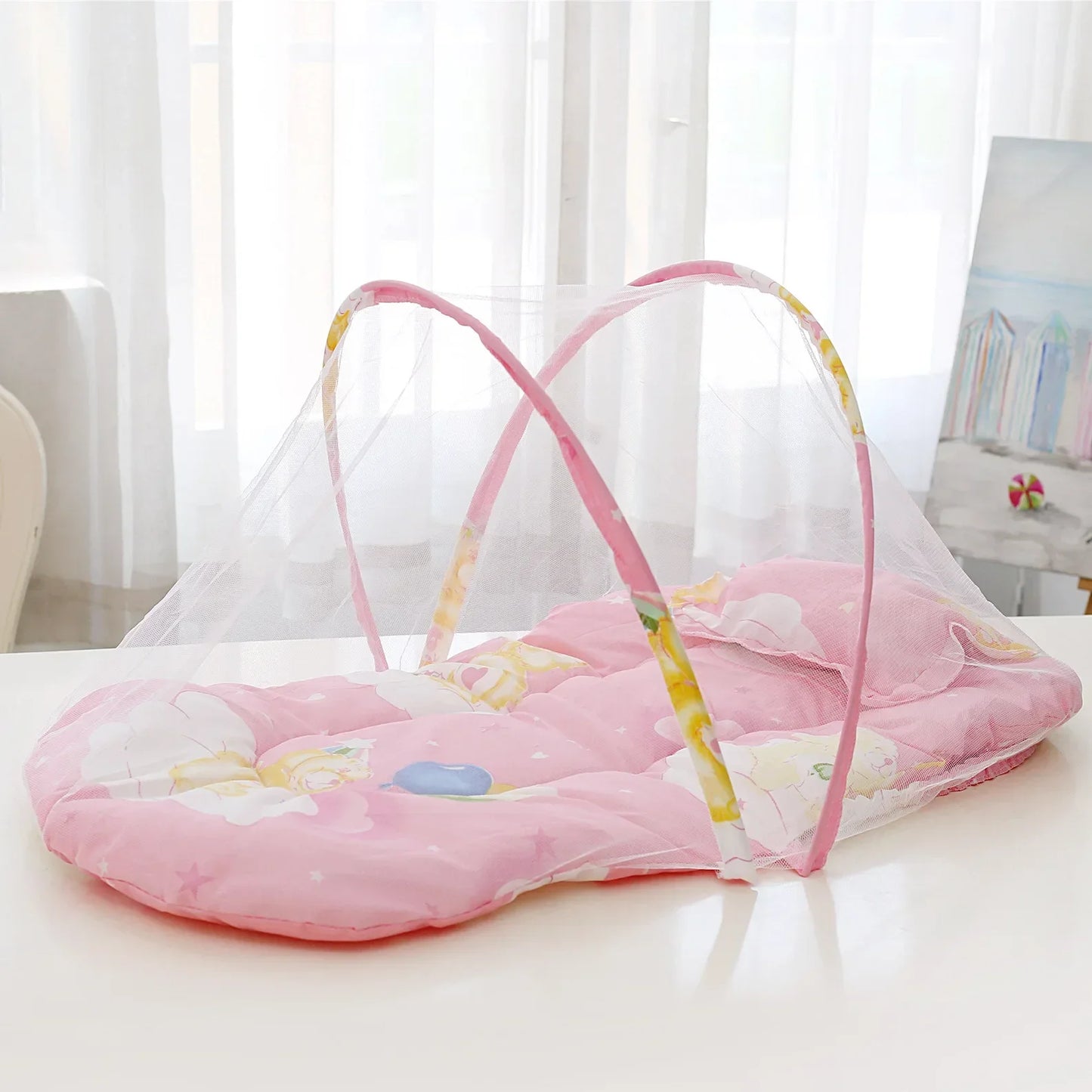 Foldable Baby Crib Mosquito Net with Cushions & Pillows