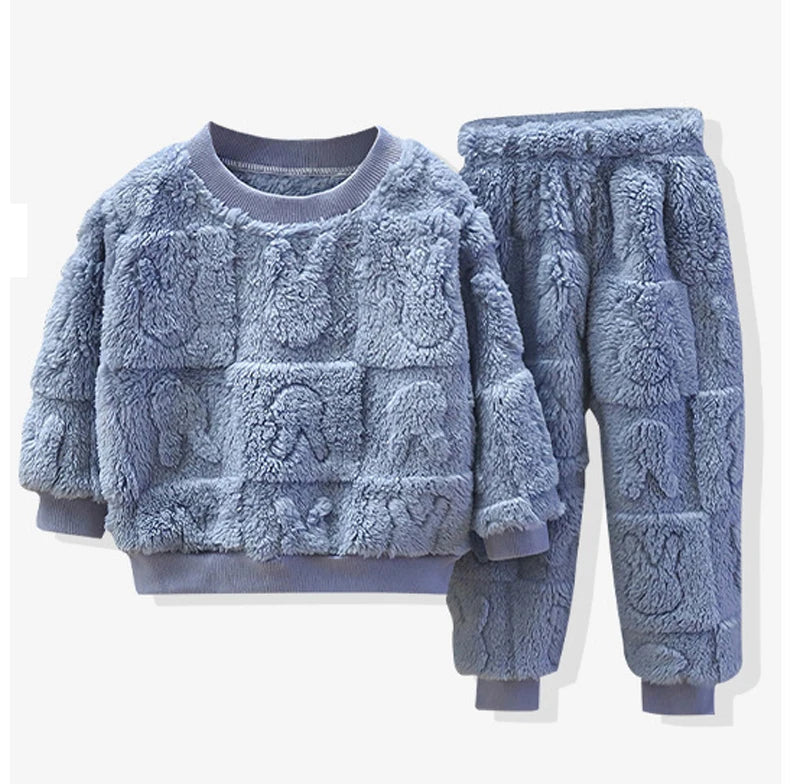 Kids Plush Pajama Set for Cozy Autumn and Winter Nights