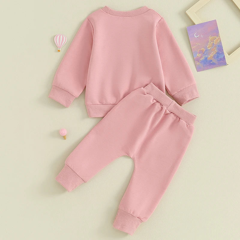 Baby Girls Rainbow Print Long Sleeve Sweatshirt & Pants Set