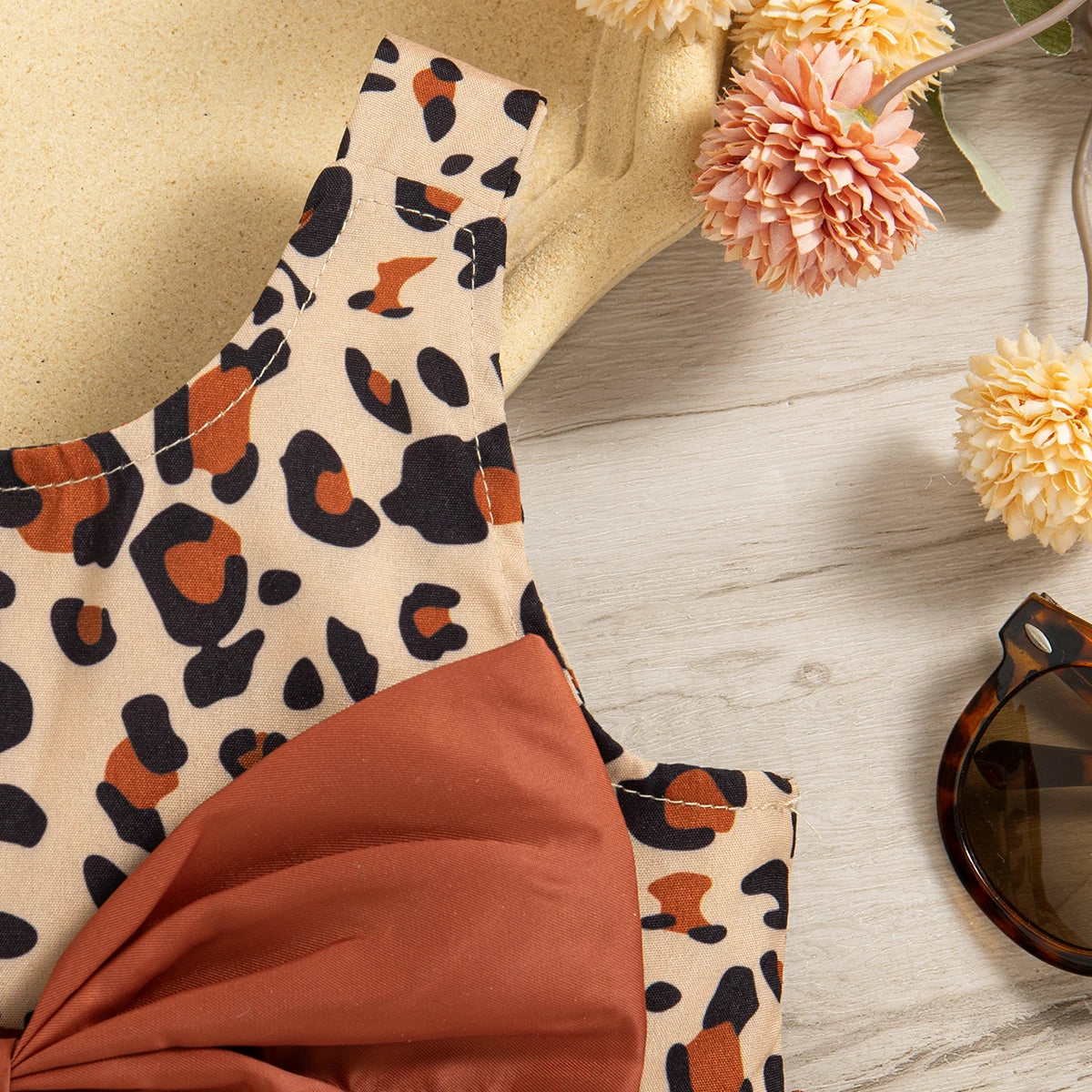 Leopard Print Baby Girl Summer Dress with Hat