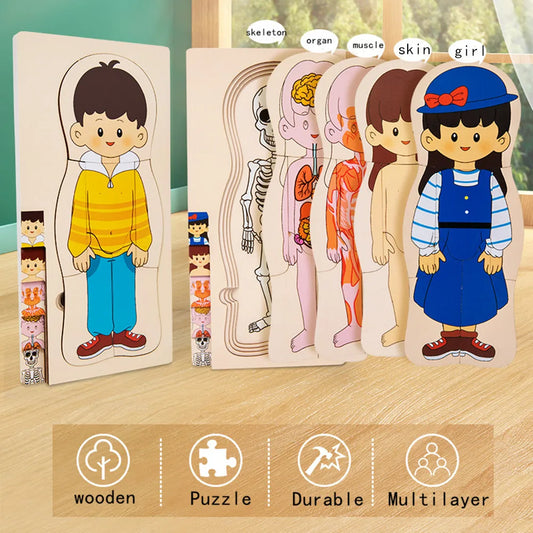 Wooden Human Body Puzzle for Kids - Educational Learning Toy