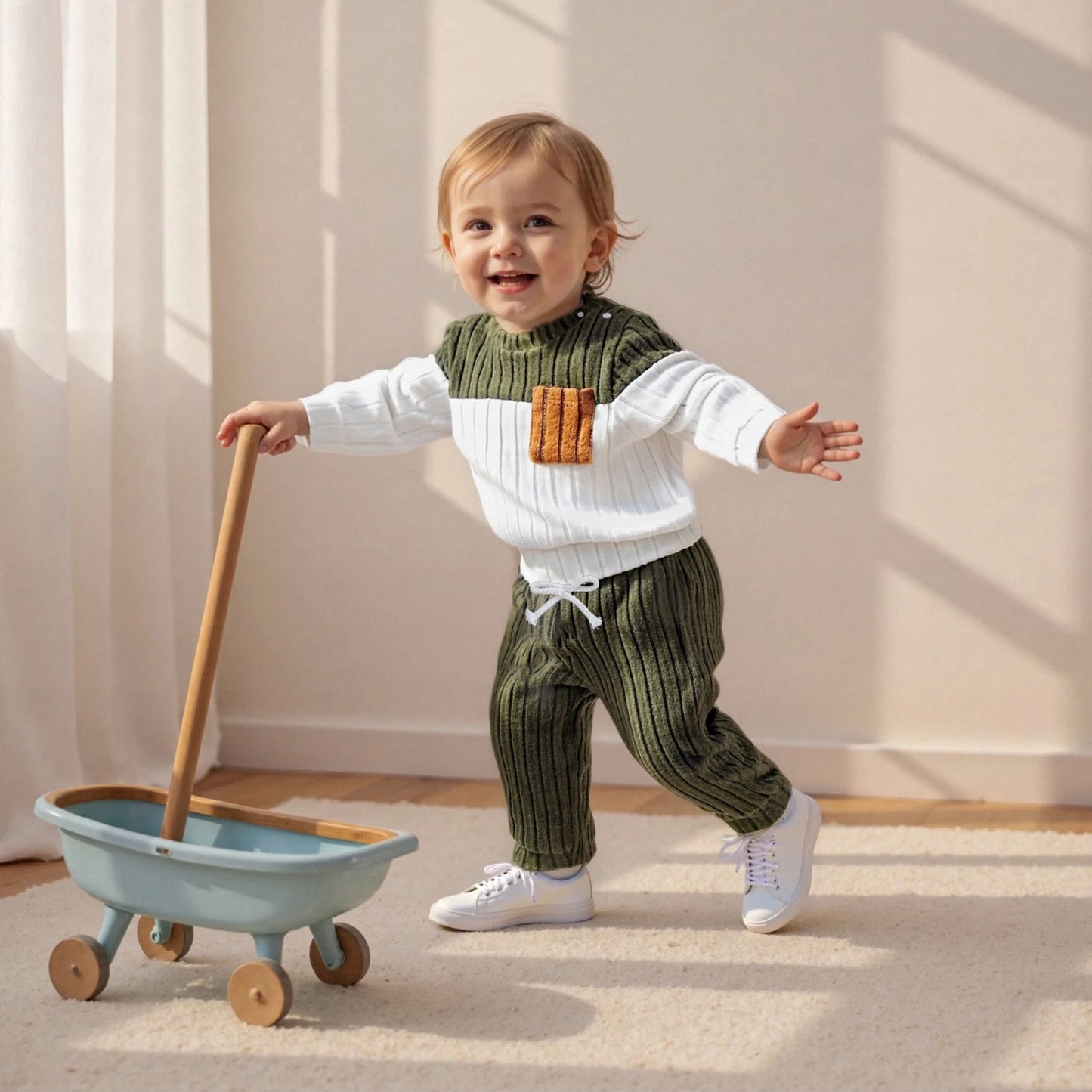 Toddler Boys Plush Pullover and Pants 2-Piece Winter Set