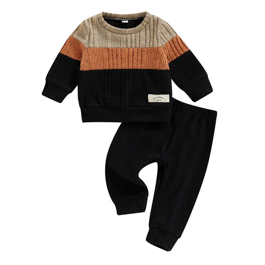 Baby Boy 2-Piece Warm Sweater and Pants Set for Fall