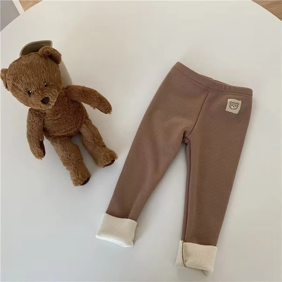 Children's Cartoon Warm Leggings with Feet for Cold Weather