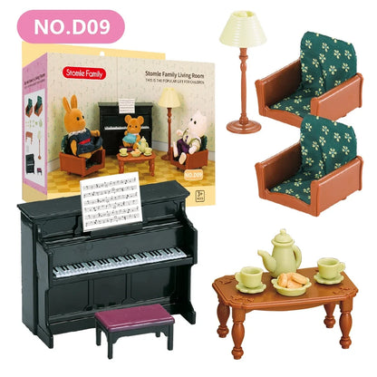 1:12 Miniature Forest Family Kitchen Set for Dollhouses