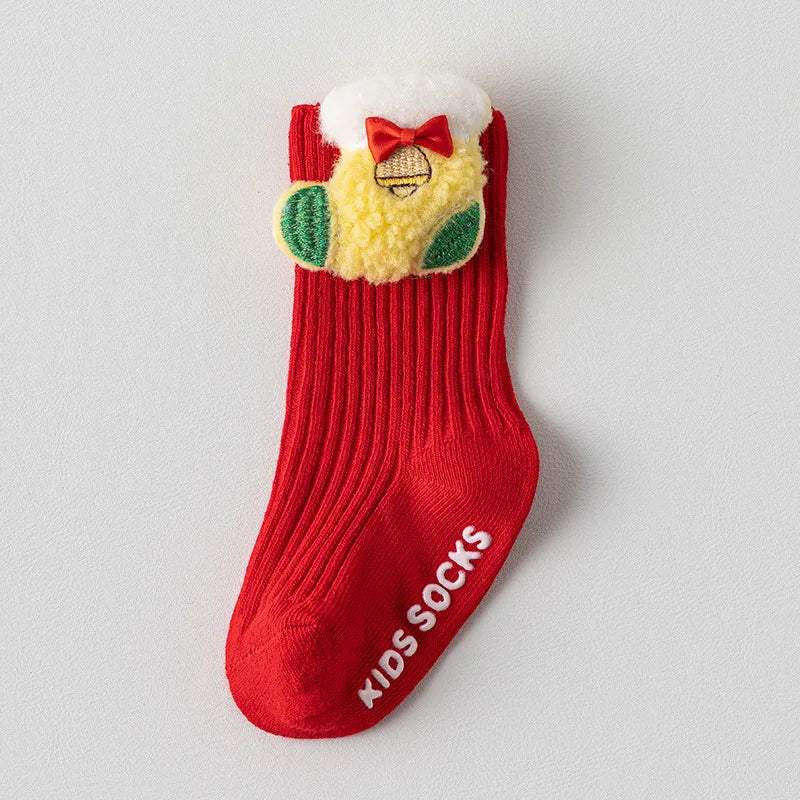 Toddler Christmas Anti-Slip Socks with Santa Design, 0-3 Years