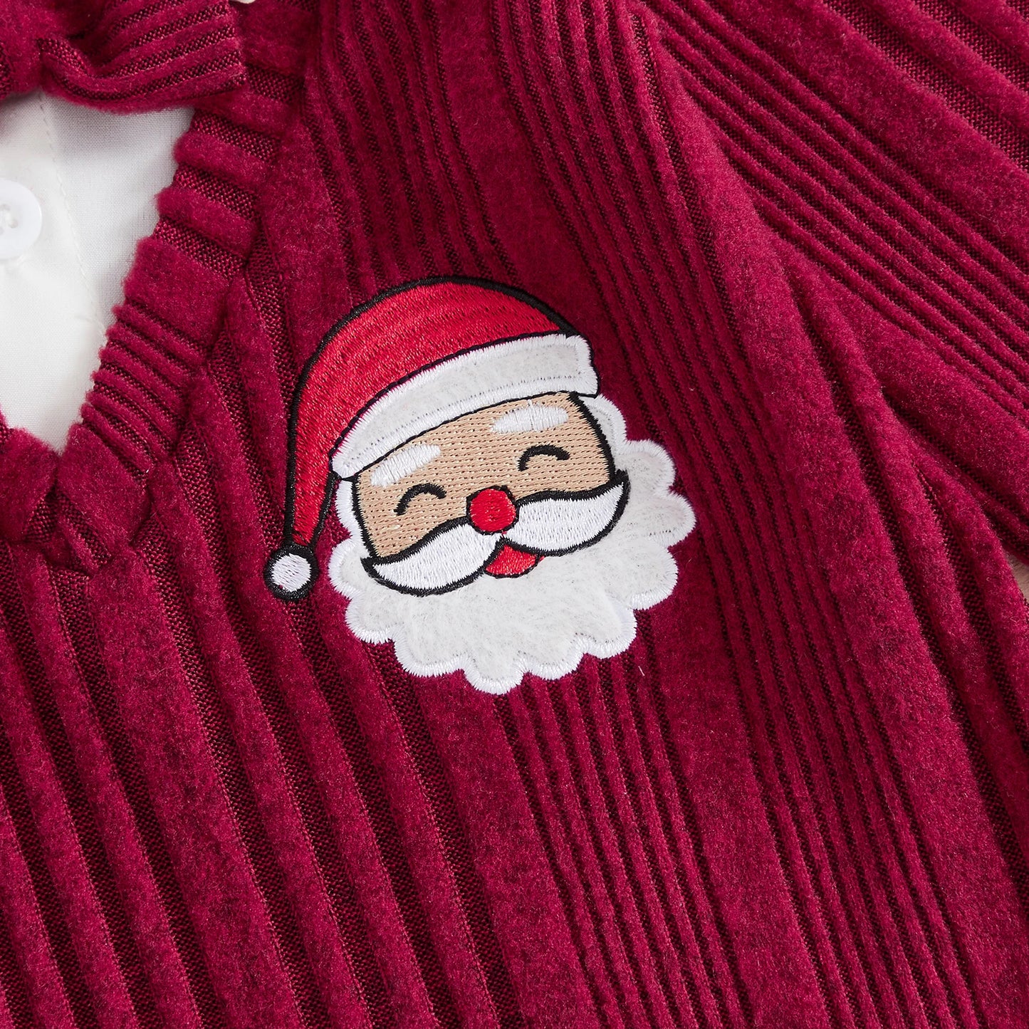 Baby Boy Christmas Ribbed Romper with Santa Design
