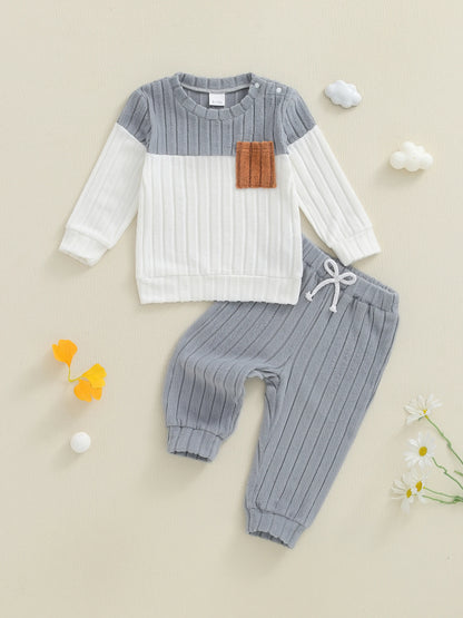 Toddler Boys Plush Pullover and Pants 2-Piece Winter Set