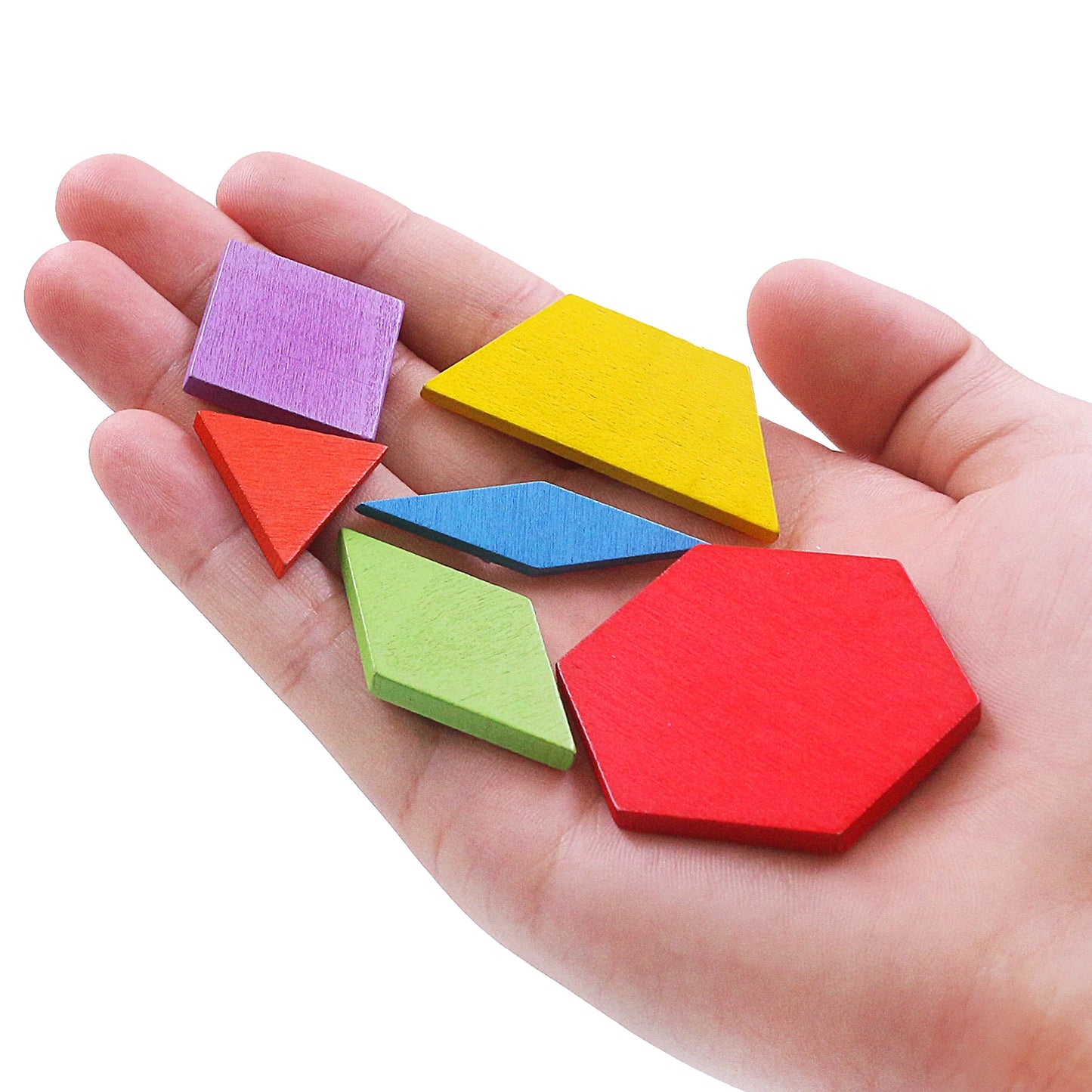 Wooden Geometric Pattern Blocks Set for Kids - 155 Pieces