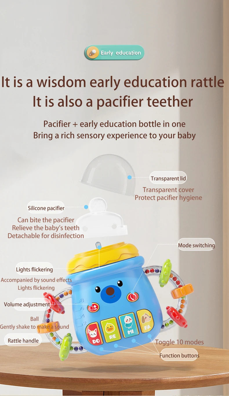 Musical Soothing Teether Rattle for Babies 0-12 Months