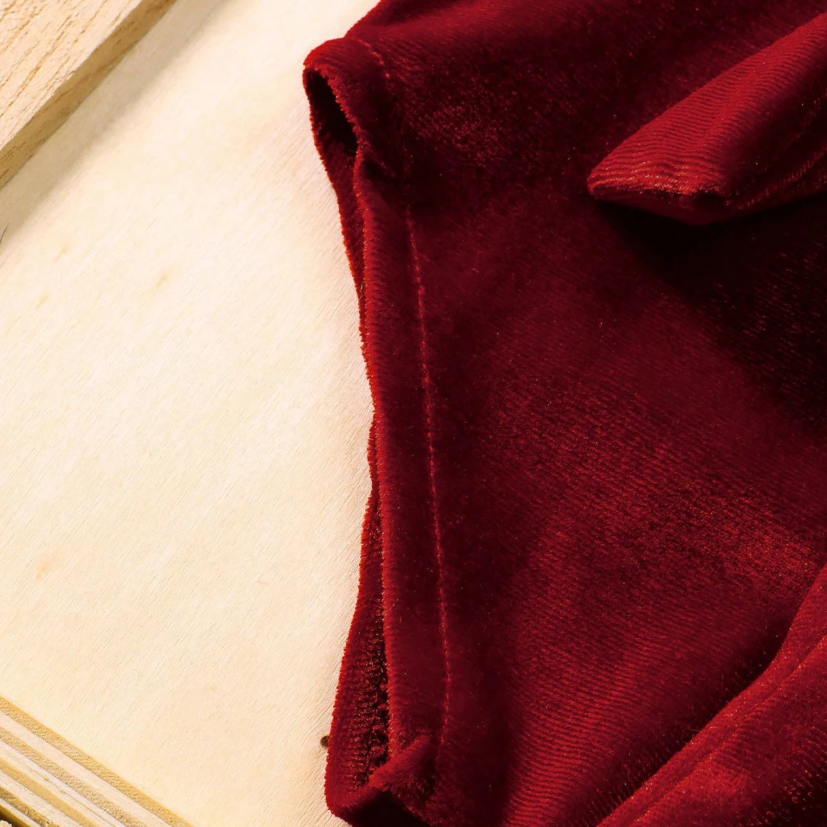 Newborn Baby Girl Burgundy Velvet Christmas Romper Set