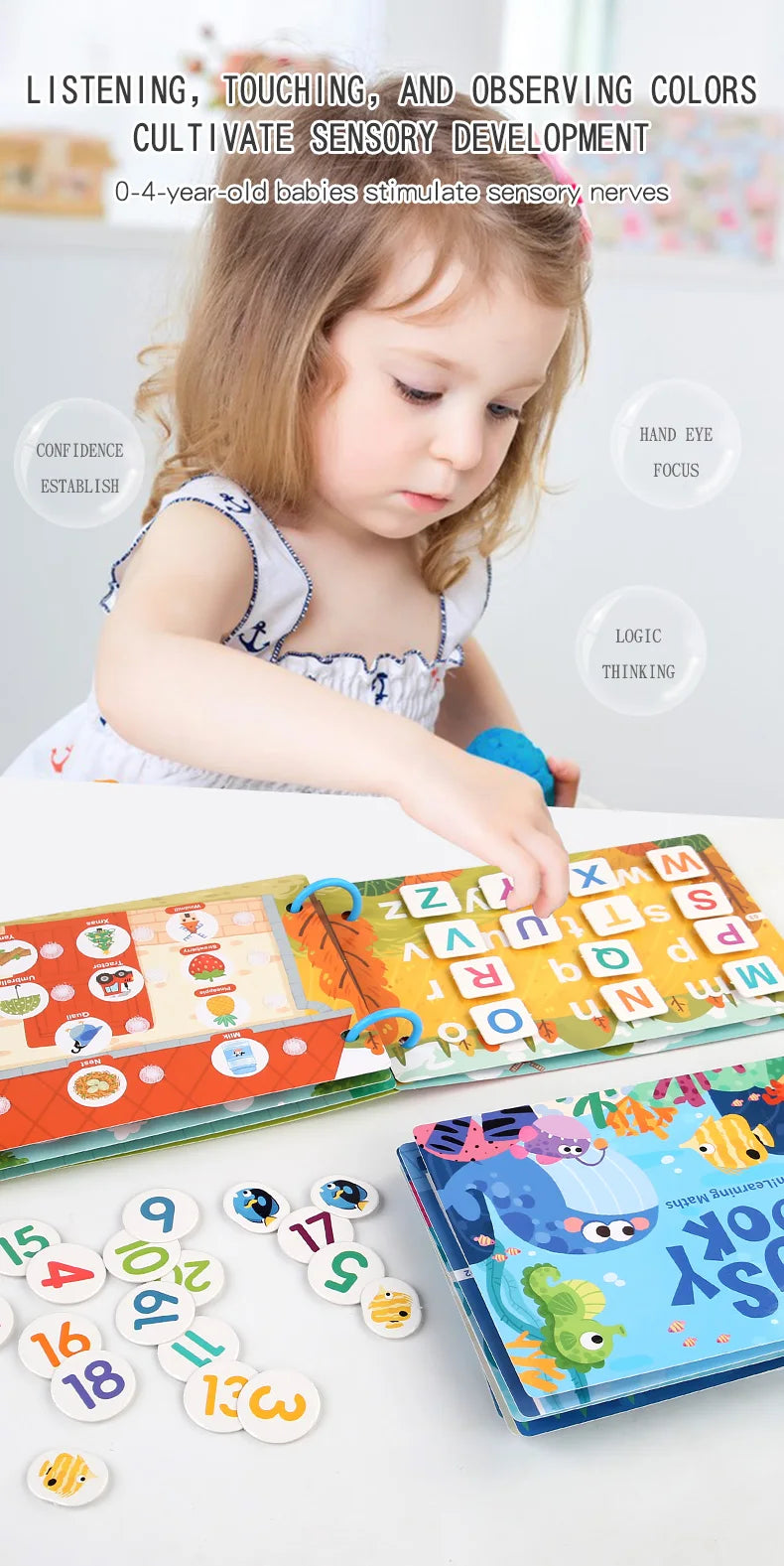 Montessori Busy Book for Early Learning in Children 1-3 Years