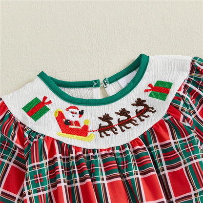 Newborn Baby Girl Christmas Santa Print Long Sleeve Romper