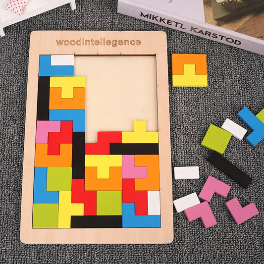 Wooden 3D Shape Puzzle for Kids - Educational Logic Game