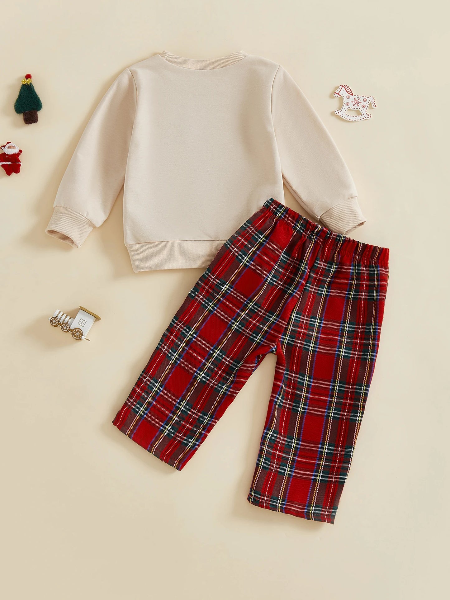 Infant Boys Christmas Sweatshirt & Plaid Pants Set 0-3Y