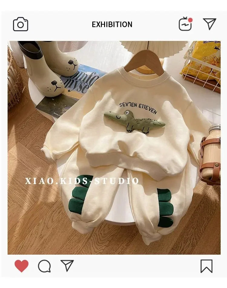 Dinosaur Hoodie and Pants Set for Toddler Boys & Girls