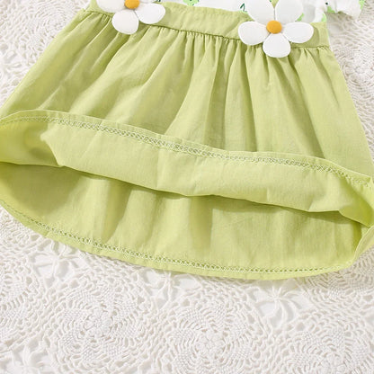 Summer Baby Girl Cotton Floral Dress with Shoulder Straps